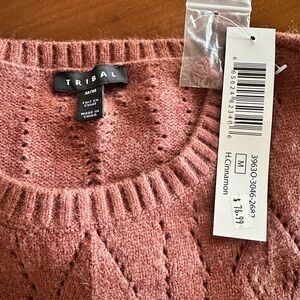 NWT Tribal Sweater Women's M Eyelet Knit, Cinnamon Rust Color